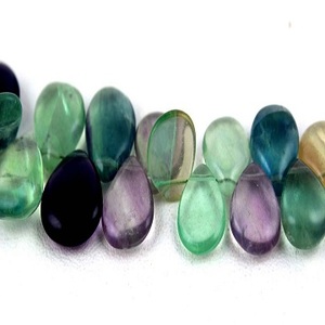 สร้อยคอลูกปัดหัวใจเรียบประดับอัญมณีฟลูออไรต์ธรรมชาติแท้เส้นใย27ชิ้นยาว7 "พร้อมโซ่ไข่มุก-ขายส่ง - Product Image 1