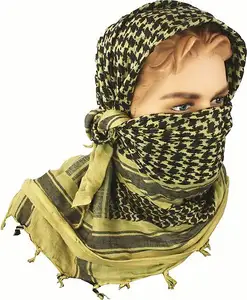 男士棉方形Shemagh围巾阿拉伯风格男女通用棉穆斯林头巾多功能Keffiyeh围巾