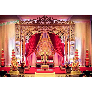 Decoración Exclusiva para Escenario de Boda Estilo Mughal Rajwada de Bollywood, Elegantes Decoraciones para Escenario de Boda India - Product Image 1
