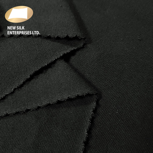 Tela negra de algodón y spandex de alta elasticidad, resistente y de gran gramaje para prendas de vestir - Product Image 1