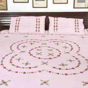 Drap de lit Double coton rose pétales rouges, nouveau style Floral, fait main de la meilleure qualité, avec deux housses d'oreiller, - Product Image 1