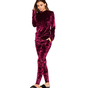 Chándal de terciopelo 100% poliéster para mujer, chándal de invierno para entrenamiento y trotar, Color negro - Product Image 6