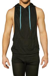 Débardeur à capuche pour homme, style streetwear, hip-hop, grande taille, respirant, séchage rapide, personnalisable, 100% coton, pour la salle de sport et le fitness - Product Image 4