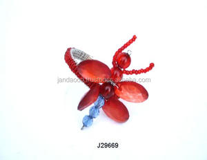 Anneau serviette en verre, pour serviette de Table, 24 pièces, couleur rouge, insecte, perles en verre, peut être utiliser dans toutes les couleurs, 1 pièce - Product Image 3