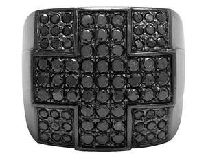 14k White Gold <b>Men's</b> Black Diamond Cross Fashion <b>Ring</b> 1.26 Carat,black Diamond <b>Ring</b> <b>Men</b>,diamond <b>Ring</b> 4 Carat - Product Image 2