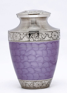 Urna de cremación para cenizas, banda Floral plateada, token a juego, latón pulido, esmalte gris, calidad prémium - Product Image 6