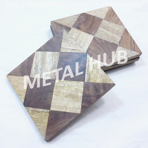 European Classic Square <b>Cork</b> MDF <b>Coaster</b> Holder with Walnut <b>Coaster</b> Mat and Pad for Sublimation and Tabletop Decoration - Product Image 1