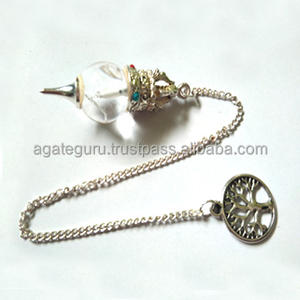 "Péndulo de ágata de curación de vida de cuarzo de cristal hecho a mano para Feng Shui y curación energética" - Product Image 1