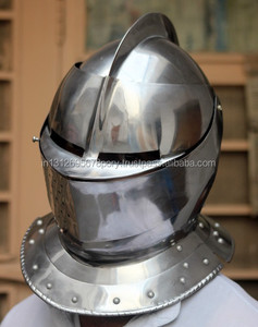 Casco de caballero Medieval cerrado, calibre 16, uso en Tiro, color plata, producto de alta calidad - Product Image 3