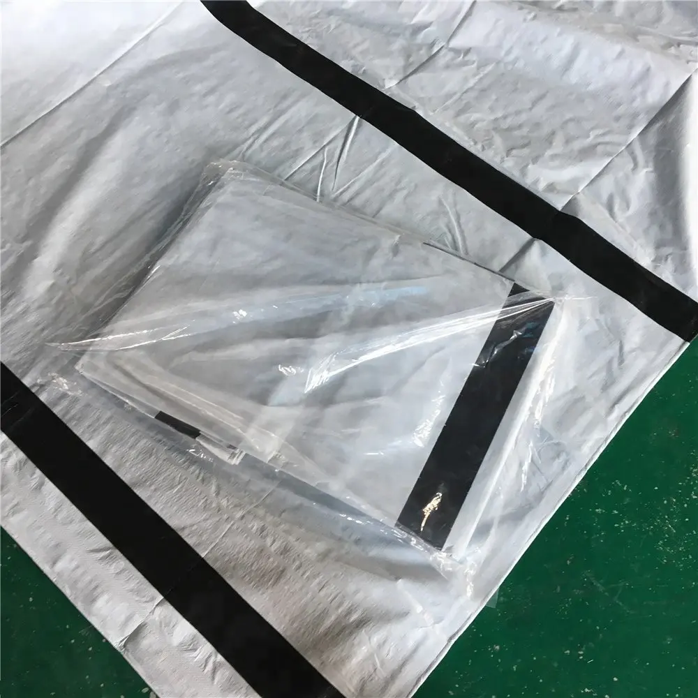 Reinforced Plastic PE Tarpaulin White Color Black Strip export to Sudan/Nigeria , Waterproof PE Tarpaulin 4x5m