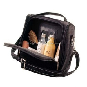 Sac cosmétique en cuir de voyage noir en promotion de gros - Product Image 1