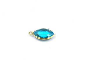 Connecteur de lunette de marquise fait à la main plaqué or 18 carats Double caution pour les résultats de pierres précieuses de Quartz de topaze bleue charme à la mode - Product Image 1