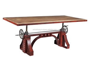 Base de mesa de manivela de hierro ajustable rojo de diseño Industrial - Product Image 2