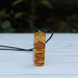 Orgone Citrine Copper Wire <b>Long</b> Pendent - Product Image 2