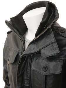 Mens Black Leather <b>Coat</b> Isonz Leather Zone - Product Image 3