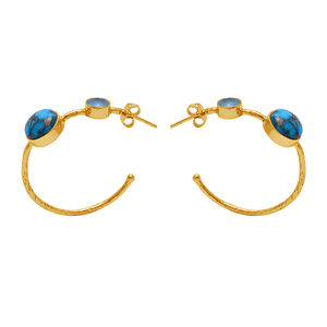 Blue copper <b>turquoise</b> chalcedony gemstone 925 sterling silver jewelry <b>earrings</b> Fashionable <b>Earring</b> For Wedding Anniversary Gift. - Product Image 1