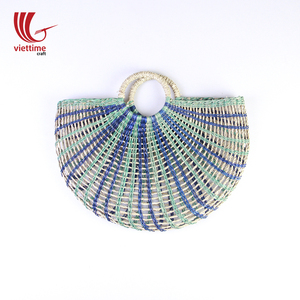 Bolsa de playa de paja redonda, bolso de playa de paja tejida, bolsa de playa de ganchillo, colección - Product Image 6