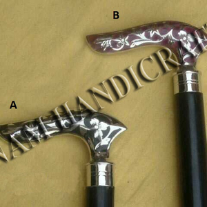 Bastón de madera negra de estilo náutico con mango de resina de latón bastón de senderismo con punta de goma y regalo de negocios - Product Image 1