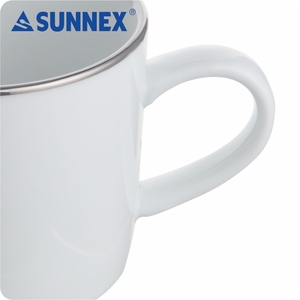 SUNNEX 2022 gran oferta taza de porcelana blanca económica con borde plateado pintado a mano para hotel, catering, restaurante, banquete - Product Image 6