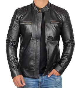 Veste de motard en cuir véritable d'agneau pour hommes, excellente qualité, faite au Pakistan, - Product Image 4