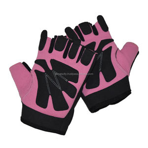 2025 Ladies Pink <b>Black</b> Customized Logo Half Finger Weight Lifting <b>Gloves</b> Anti-Slip Breathable Adjustable - Product Image 1