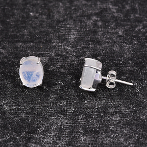 Piedra preciosa de forma ovalada de piedra lunar arcoíris genuina, pendientes de plata de ley 925, joyería hecha a mano, pedido a granel, fabricación por CDP. - Product Image 2