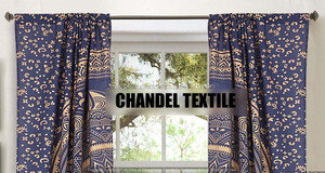 ม่านทองลายแมนดาลาสีน้ำเงินสไตล์อินเดีย,ม่านแขวนผนังสไตล์อินเดียสำหรับตกแต่งประตูหน้าต่างผ้าม่าน2ชิ้น - Product Image 5