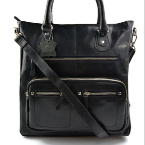 Bolso Tote de Cuero de Búfalo para Mujer, Bolso de Hombro, Bolso de Mano, Bandolera, Dos Asas, Cierre de Botón IHS-0132 - Product Image 1