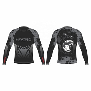 เสื้อรัดกล้าม MMA ลายพิมพ์ดิจิทัล แขนยาว ระบายอากาศ แห้งเร็ว ผลิตจากโพลีเอสเตอร์/สแปนเด็กซ์ บรรจุภัณฑ์แบบกำหนดเอง สำหรับกีฬา - Product Image 3