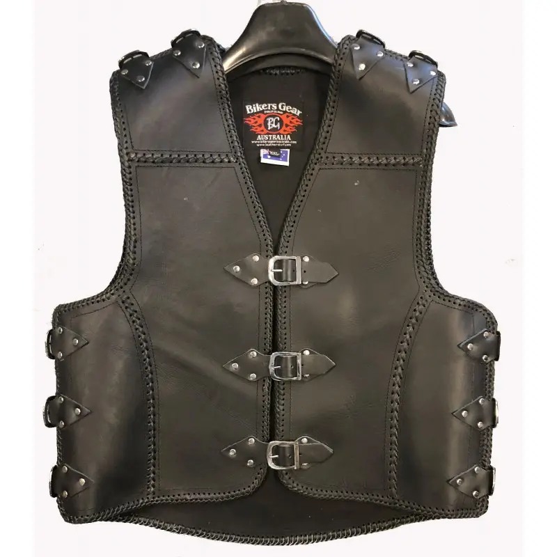 Side laces wholesale leather vest Leather Motorbike vests Men Leather Vest/Motorbike Leather Vest/Motorcycle Leather Vest