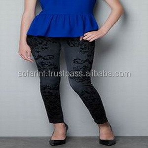 Unisex Casual Winter Flocking <b>Jean</b> and Trouser Blue Denim with <b>Elastic</b> Waist Flat Front Painted Decoration Ladies Legging - Product Image 1