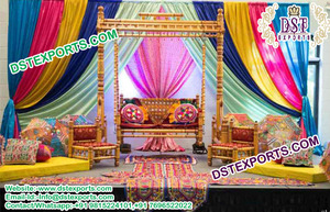 <b>Mehndi</b> Stage <b>Decoration</b> With Swing <b>Mehndi</b> Stage <b>Decoration</b> Indian Wedding Stage <b>Decoration</b> - Product Image 6