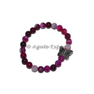 Pulseras de ónix rosa con gema, amuleto de mariposa - Product Image 1
