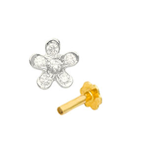 Yellow Gold <b>Diamond</b> Nose Pin Screw Elegant <b>Diamond</b> <b>Jewelry</b> - Product Image 1