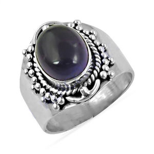 Magnifique bague en argent sterling massif 925 avec améthyste forme ronde et belle coupe travail dernier cadeau de bijoux personnalisés pour les mariages - Product Image 1