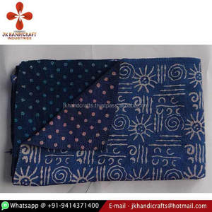 Venta al por mayor lote indio índigo cosido a mano Vintage viejo Kantha Patchwork edredón - Product Image 1