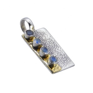 Colgante de piedras preciosas de piedra lunar arcoíris de plata de ley 925, estilo Vintage puro, hermosa joyería fina de moda para mujer - Product Image 1