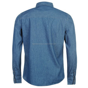 Camisas Vaqueras de Mezclilla Azul Medio Lavadas Personalizadas al por Mayor para Hombre, Corte Holgado, Manga Larga, Bolsillo con Botones, Estilo Cowboy, 100% Algodón, Antiarrugas - Product Image 4