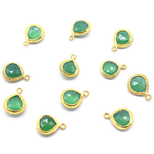 Onyx vert en forme de coeur lunette en argent sterling 925 pendentif plaqué or fabrication de bijoux faite à la main - Product Image 2