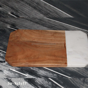 Planche à découper fromage en bois et marbre, pour couper et découper dans la cuisine, planche à découper ronde en marbre - Product Image 1