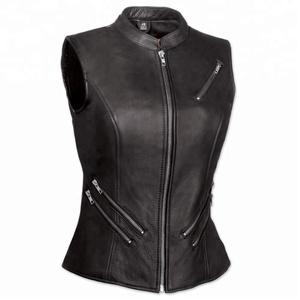 Nouveaux gilets de moto longs en cuir véritable imperméables pour femmes avec boutons, design personnalisé, vêtements d'extérieur - Product Image 1