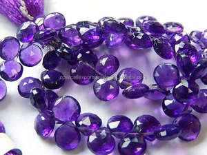 ลูกปัดพลอยอเมทิสต์สีม่วงคริสตัลลูกปัดคริสตัลเหลี่ยมเพชรพลอยหัวใจเจ้าสาวแบบหลวมธรรมชาติโบราณได้รับการรับรองคอสซาลท์ - Product Image 4