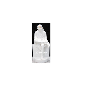 Exclusiva y novedosa estatua de Sai Baba de mármol blanco pulido, hecha a mano, para decoración de oficina y hogar, con el mejor precio razonable. - Product Image 1