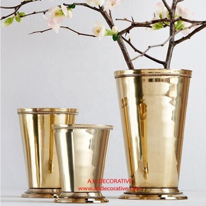 Florero de tulipán chapado en oro de latón y maceta para decoración de mesa y maceta decorativa para mesa de boda a la venta