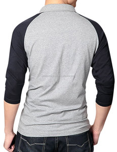 Camisas informales de alta calidad para hombre, cuello redondo, manga larga raglán de dos botones para camisetas Polo/camisa deportiva, patrón sólido 200-240 - Product Image 2