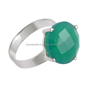 925พลอยโอนิกซ์สีเขียวแหวนเงินสเตอร์ลิงแหวนชุบเงินคลาสสิกแหวนแฟชั่นสำหรับวันครบรอบแต่งงานสำหรับทุกเพศ - Product Image 4