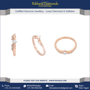 18kt Rose <b>Gold</b> Women's Round Brilliant Cut Diamond Bezel Setting <b>Ring</b> <b>Set</b> - Product Image 3