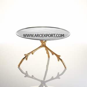 Metal Food <b>Platters</b> With Aluminium Gold Plated Stand Wedding and Events Table Decorative Food and Starters Serving Bowl <b>Platter</b> - Product Image 1