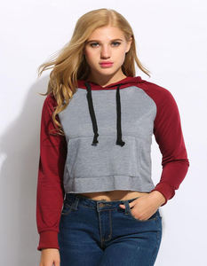 Top corto liso ajustado a la moda de algodón pesado para mujer, venta al por mayor, Sudadera con capucha en blanco personalizada de alta calidad, sudaderas Pull-Over para mujer - Product Image 6