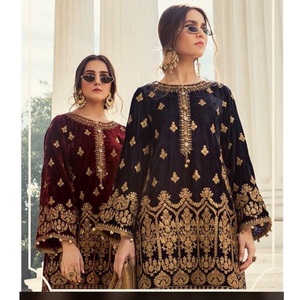 Color negro Nuevo terciopelo ropa de fiesta hermoso vestido - Product Image 1